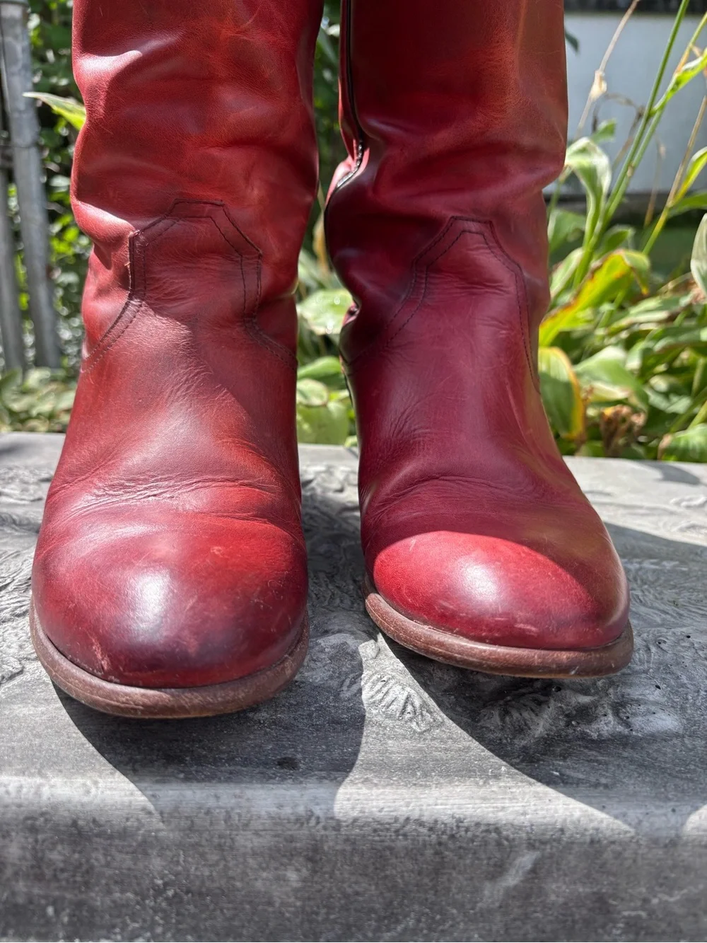 Frye Carson Pull On Red Leather Over-the-Knee Riding Boots